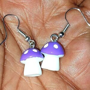 Hand crafted mushroom dingle earrings